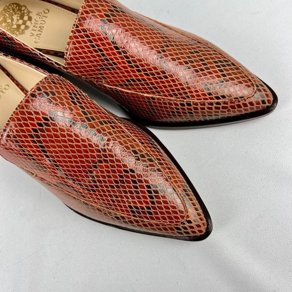 Vince Camuto Womens Satillie Brown Leather Snake Pointed Toe Loafer Shoes size 7 - Picture 8 of 16